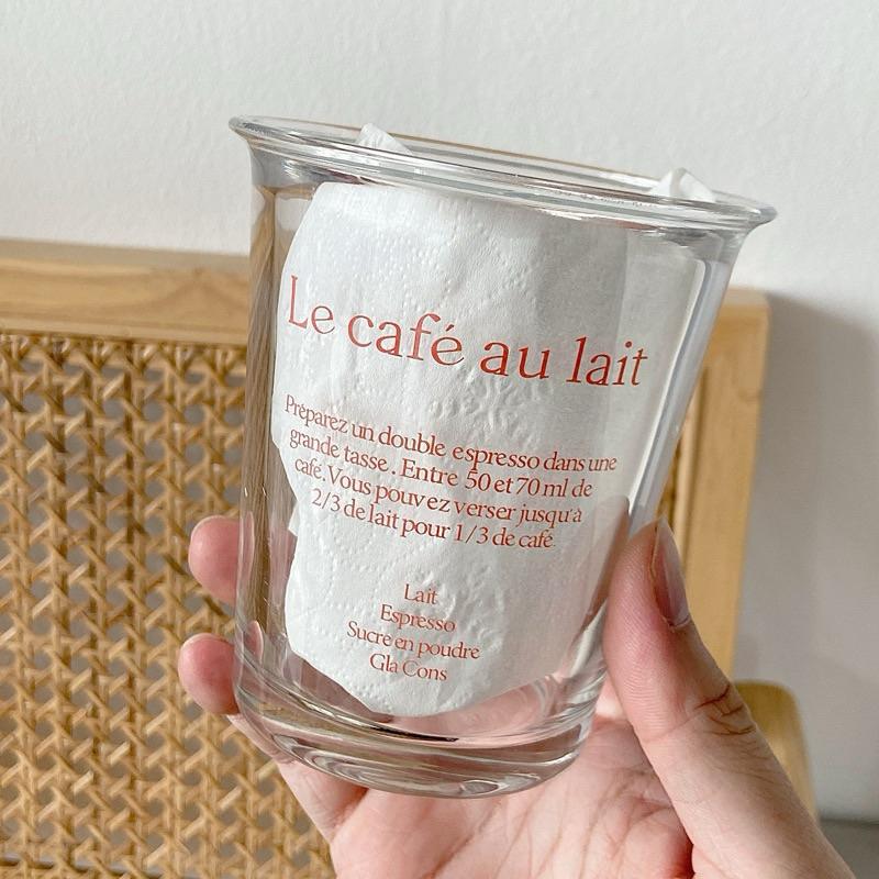 【台灣現貨🎁J&E比選物店】法文 拿鐵杯 咖啡店 玻璃杯 咖啡杯 飲料杯 杯子 水杯-細節圖3