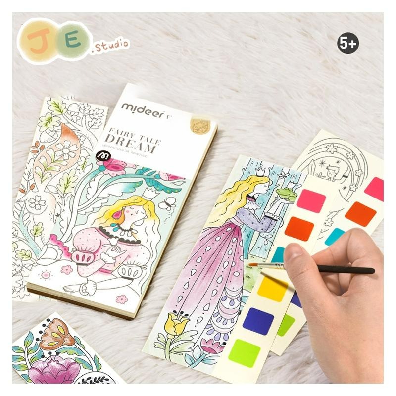 【台灣現貨🎁J&E比選物店】 mideer 麋鹿 兒童水彩 塗鴉繪本 自帶顏料 調色板繪畫-細節圖2