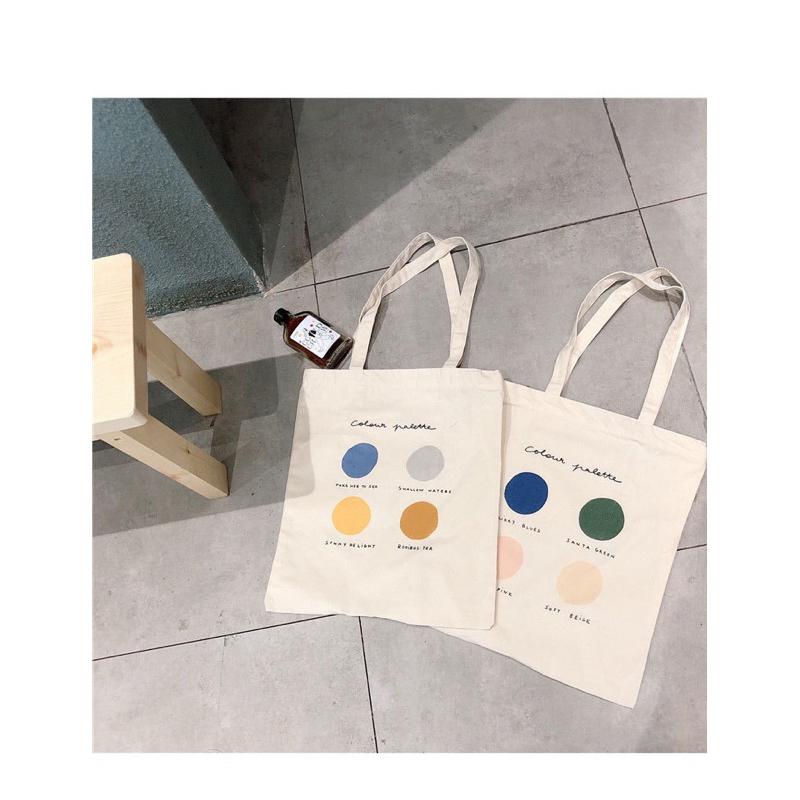 【台灣現貨🎁J&E比選物店】 日系 調色盤 帆布包 單肩包 圓點 簡約 休閒 通勤 包包-細節圖5