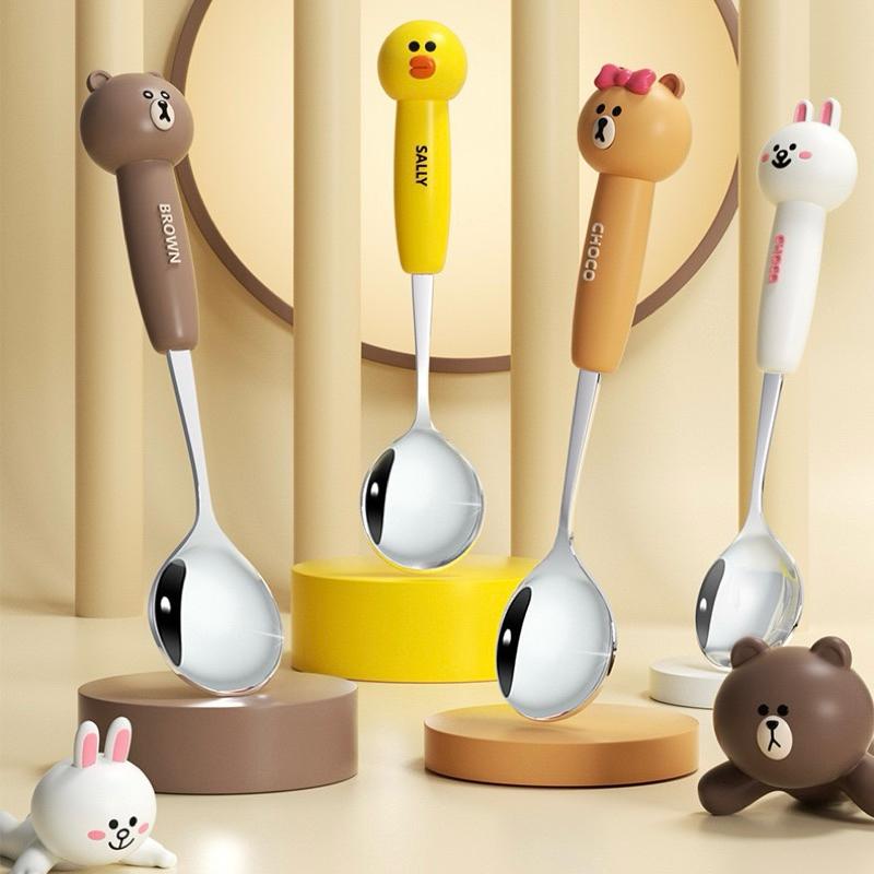 【台灣現貨🎁J&E比選物店】正版 LINE FRIENDS 餐具盒 304不鏽鋼 熊大 兔兔 莎莉 熊美-細節圖2