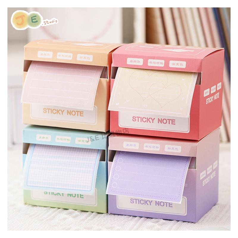 【台灣現貨🎁J&E比選物店】 抽拉式 便利貼 便條紙 漸變色 全黏式 便簽 備忘錄 簡約 n次貼 筆記 文具-細節圖2