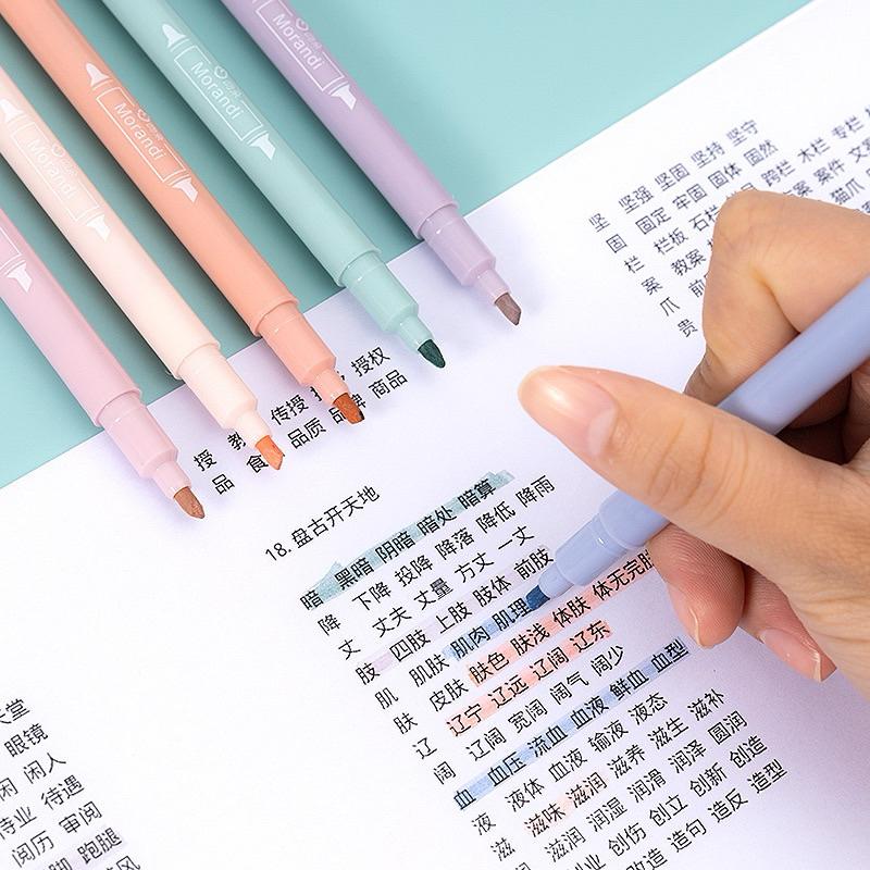 【台灣現貨🎁J&E比選物店】 雙頭 螢光筆 6入一組 輕奢風 超軟頭 護眼色 記號筆 筆 文具-細節圖4