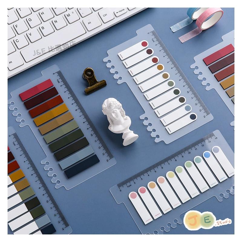 【台灣現貨🎁J&E比選物店】 索引標籤 莫蘭迪 可撕 防水 貼紙 螢光標記 索引貼 手帳-細節圖2