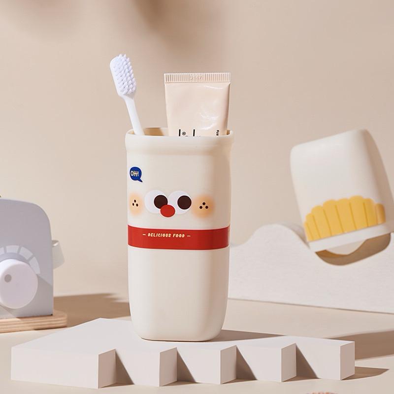 【台灣現貨🎁J&E比選物店】 小奶咖 攜帶式 牙刷收納 旅行盥洗盒 旅行牙刷收納 牙刷杯 漱口杯-細節圖5