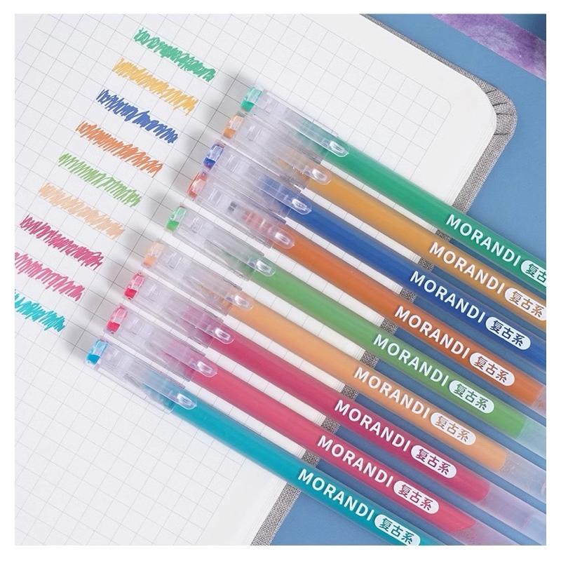 【台灣現貨🎁J&E比選物店】可疊色 9入 手帳筆 套裝 繪畫 筆記 中性筆 螢光筆 大容量 鮮豔 筆 文具-細節圖5