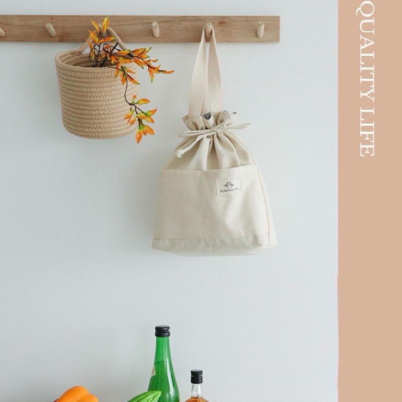 【台灣現貨🎁J&E比選物店】長款 束帶 便當袋 加厚鋁箔 帆布袋 帆布包 便當 簡約 無印風-細節圖6