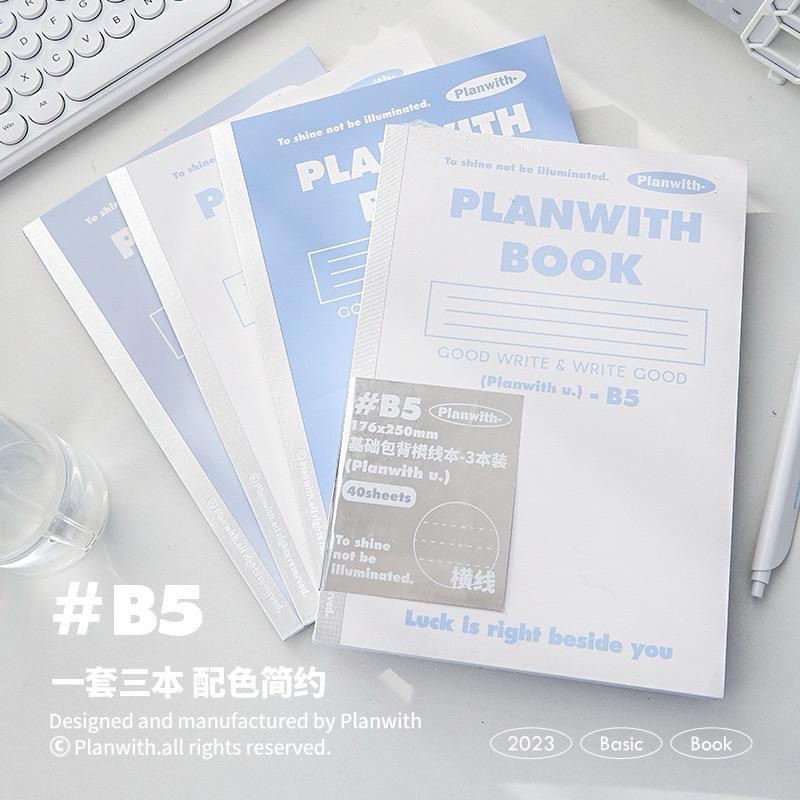 【台灣現貨🎁J&E比選物店】 B5 筆記本 橫線 3入裝 記事本 簡約配色 膠裝包背 40張內頁 銀色包背條-細節圖3