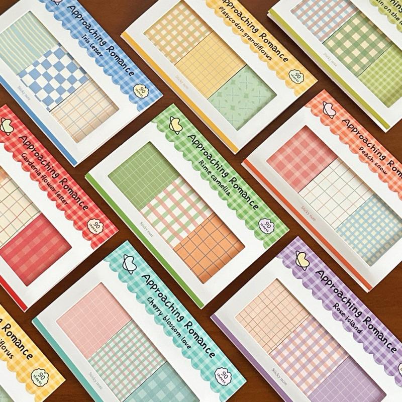 【台灣現貨🎁J&E比選物店】 格子組合 便利貼 便條紙 便籤 備忘錄 書籤 可黏貼 可撕 筆記 記事 文具-細節圖2