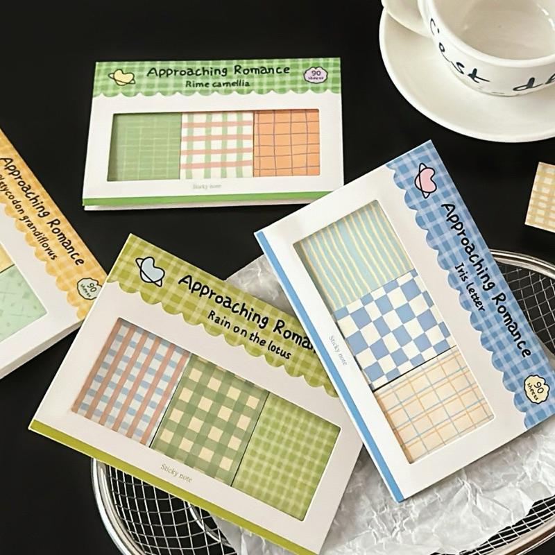 【台灣現貨🎁J&E比選物店】 格子組合 便利貼 便條紙 便籤 備忘錄 書籤 可黏貼 可撕 筆記 記事 文具-細節圖3