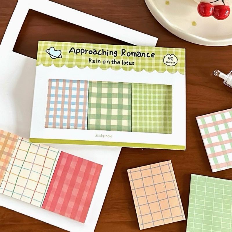 【台灣現貨🎁J&E比選物店】 格子組合 便利貼 便條紙 便籤 備忘錄 書籤 可黏貼 可撕 筆記 記事 文具-細節圖4