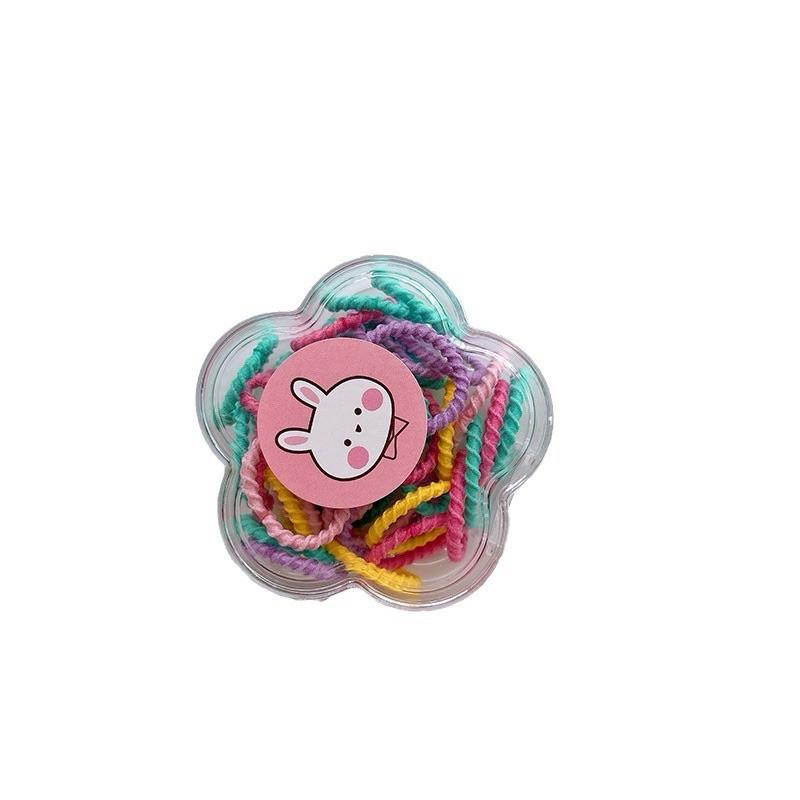 【台灣現貨🎁J&E比選物店】 髮圈 一盒50入 花朵盒裝 高彈力 拇指髮圈 兒童髮圈 髮飾 綁頭髮 髮夾-細節圖2