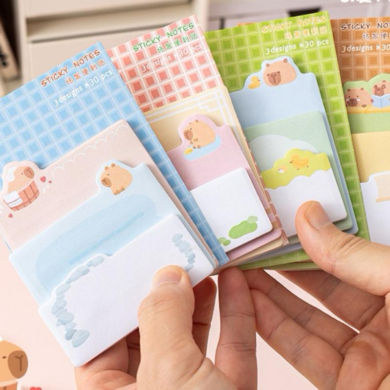 【台灣現貨🎁J&E比選物店】 三層 便利貼 三層組合便利貼 卡皮巴拉 熊貓 便條紙 便籤 備忘錄 文具-細節圖3