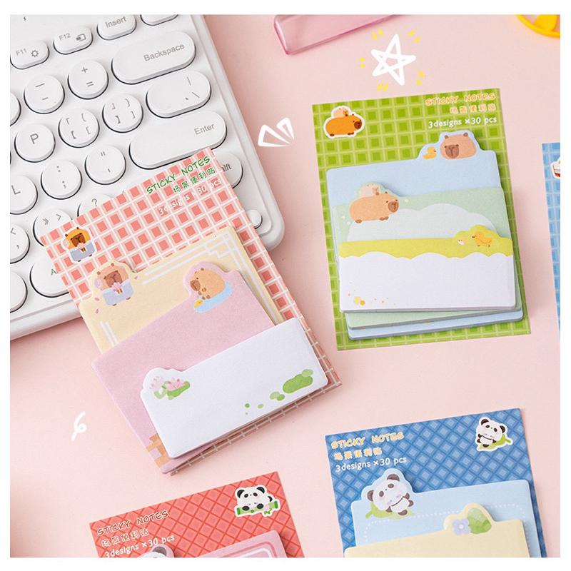 【台灣現貨🎁J&E比選物店】 三層 便利貼 三層組合便利貼 卡皮巴拉 熊貓 便條紙 便籤 備忘錄 文具-細節圖5