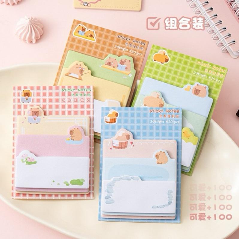 【台灣現貨🎁J&E比選物店】 三層 便利貼 三層組合便利貼 卡皮巴拉 熊貓 便條紙 便籤 備忘錄 文具-細節圖6