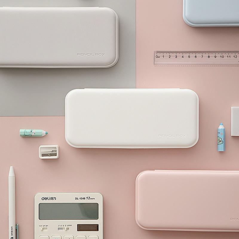 【台灣現貨🎁J&E比選物店】簡約 鉛筆盒 馬卡龍色系 收納盒 大容量 文具 分隔 收納-細節圖3