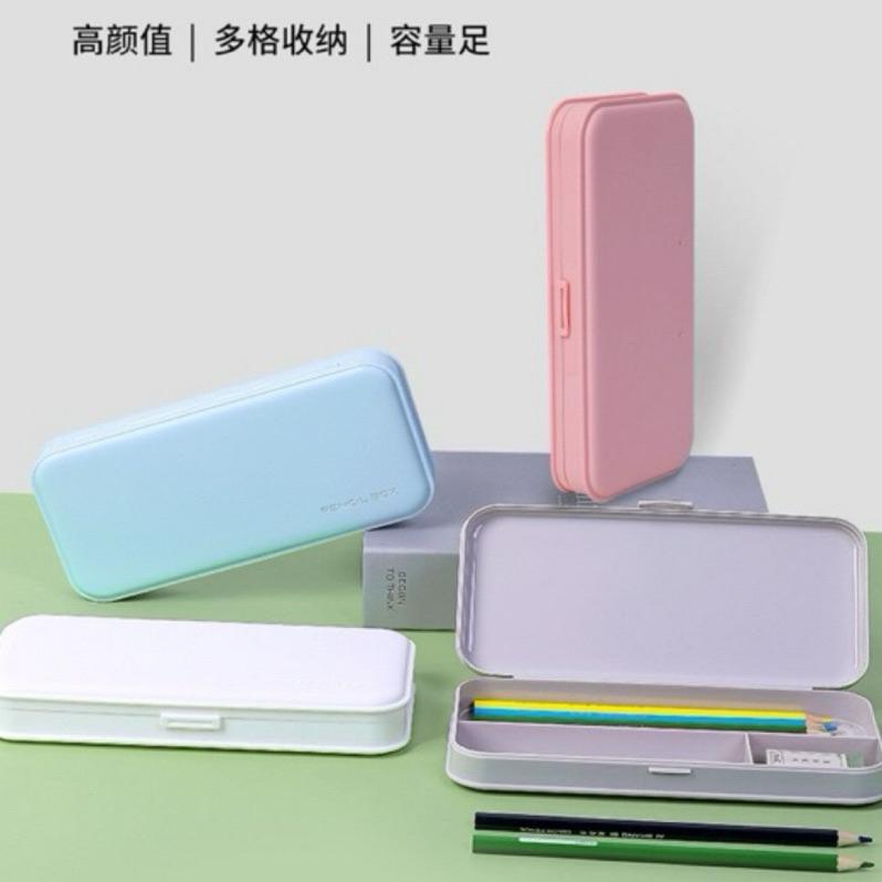 【台灣現貨🎁J&E比選物店】簡約 鉛筆盒 馬卡龍色系 收納盒 大容量 文具 分隔 收納-細節圖6