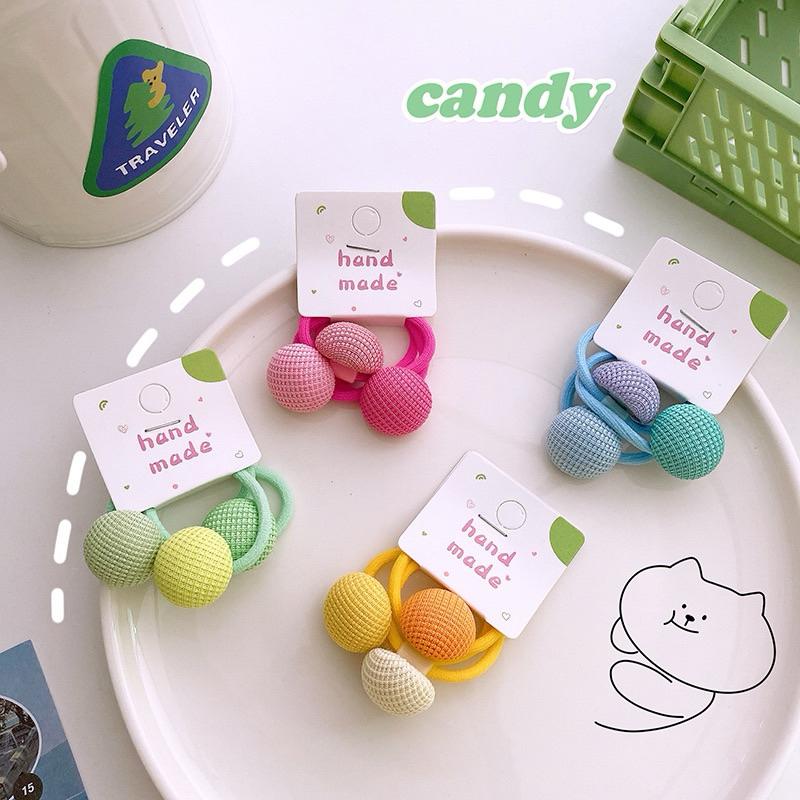 【台灣現貨🎁J&E比選物店】 糖果髮圈 一組3入 漸層色系 百搭 糖果色布 藝髮圈 可愛 兒童髮飾 髮飾 髮圈-細節圖2