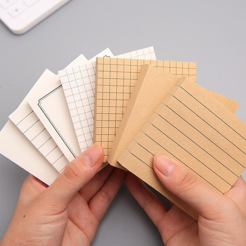 【台灣現貨🎁J&E比選物店】 牛皮色 便條紙 橫線 網格 空白 框線 便利貼 N次貼 簡單 簡約-細節圖2