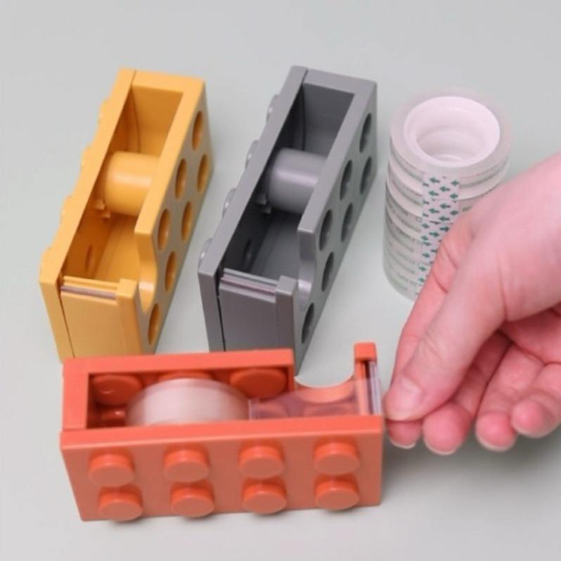 【台灣現貨🎁J&E比選物店】 積木造型 膠台 膠帶切割器 膠帶座 膠帶分割 收納盒 切割 童趣 膠帶 文具-細節圖6