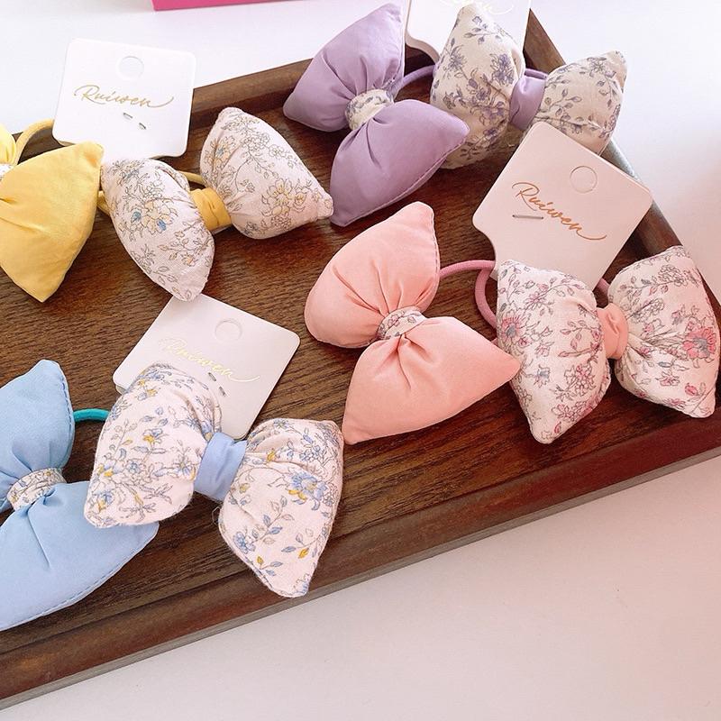 【台灣現貨🎁J&E比選物店】 碎花布 一組2入 髮圈 蝴蝶結 髮飾 浪漫系 兒童髮圈 綁頭髮 髮夾 髮飾配件-細節圖2