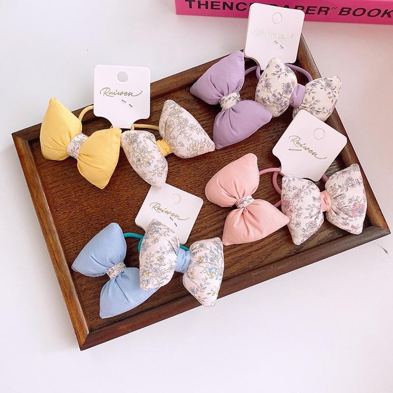 【台灣現貨🎁J&E比選物店】 碎花布 一組2入 髮圈 蝴蝶結 髮飾 浪漫系 兒童髮圈 綁頭髮 髮夾 髮飾配件-細節圖3