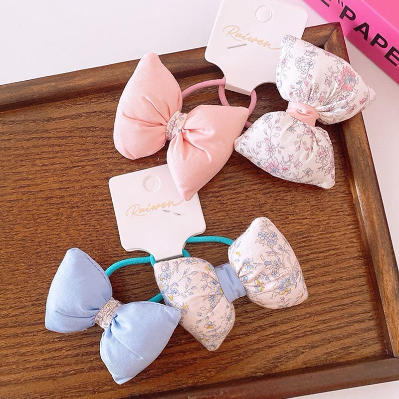 【台灣現貨🎁J&E比選物店】 碎花布 一組2入 髮圈 蝴蝶結 髮飾 浪漫系 兒童髮圈 綁頭髮 髮夾 髮飾配件-細節圖4