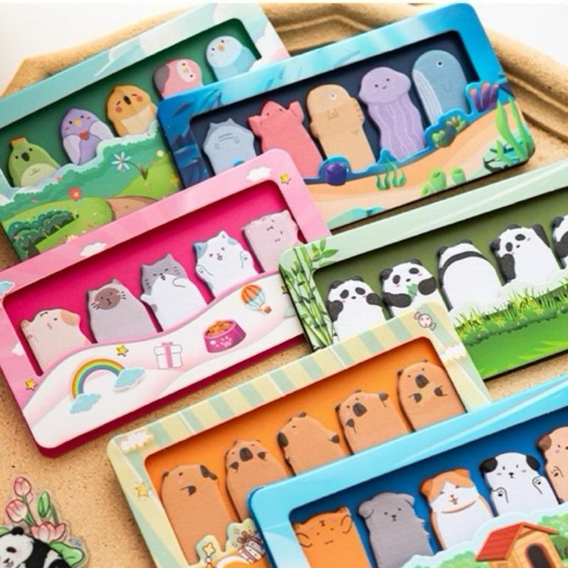 【台灣現貨🎁J&E比選物店】 動物樂園 索引貼 便利貼 便條紙 便籤 文具 重點紙 備忘錄 卡皮巴拉-細節圖2