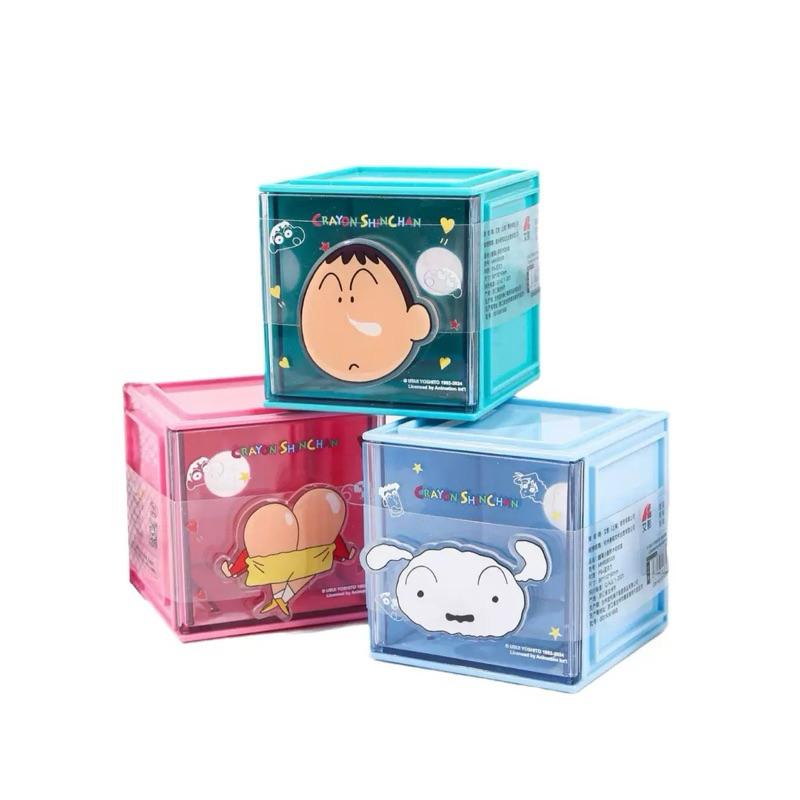 【台灣現貨🎁J&E比選物店】正版 蠟筆小新 可固定 積木 收納盒 壓克力 桌上收納盒 桌上收納 收納 蠟筆小新積木收納盒-細節圖2