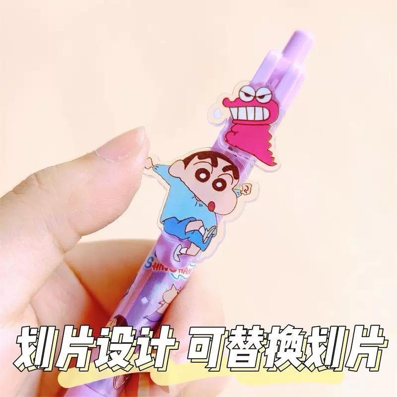 【台灣現貨🎁J&E比選物店】正版 蠟筆小新 自動鉛筆 壓克力片裝飾 矽膠筆握 壓克力滑片 筆 筆類 文具 鉛筆-細節圖4