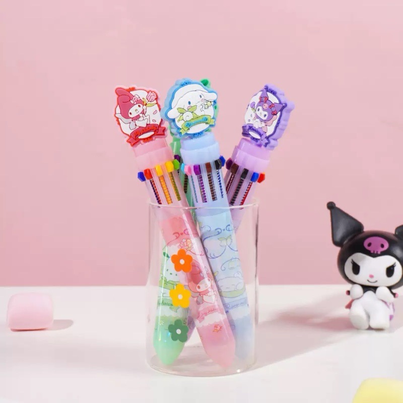 【台灣現貨🎁J&E比選物店】正版 三麗鷗 十色 10色 原子筆 圓珠筆 手帳 塗鴉 文具 筆 庫洛米 酷洛米 十色筆-細節圖2