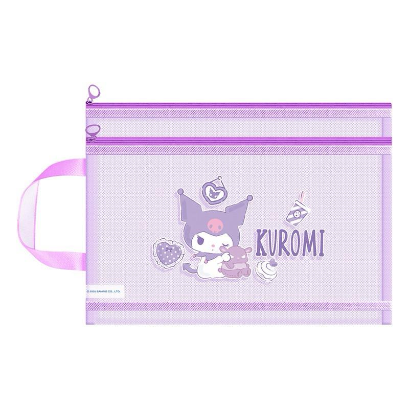 【台灣現貨🎁J&E比選物店】正版 三麗鷗 A4 加厚 雙層 單層 網紗 文件袋 拉鏈袋 資料袋 收納袋 補習袋 手提袋-細節圖3