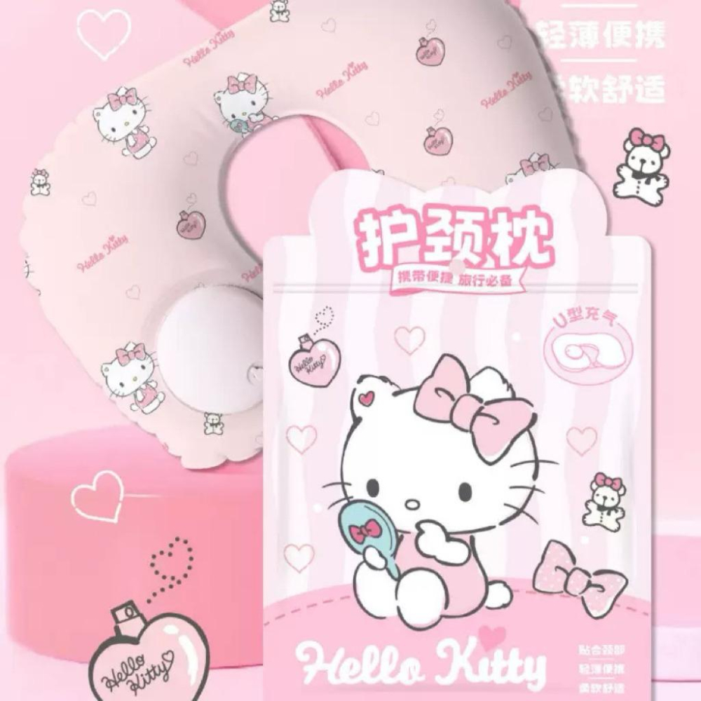 【台灣現貨🎁J&E比選物店】正版 三麗鷗 按壓式充氣 U型枕 護頸枕 旅行護頸 充氣U型枕 頸枕 按壓充氣頸枕 旅行枕-細節圖6