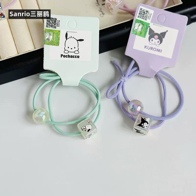 【台灣現貨🎁J&E比選物店】正版 三麗鷗 髮圈 庫洛米 髮繩 小女孩 扎頭髮 頭繩 圓珠 高彈力 女童髮飾 髮圈-細節圖4