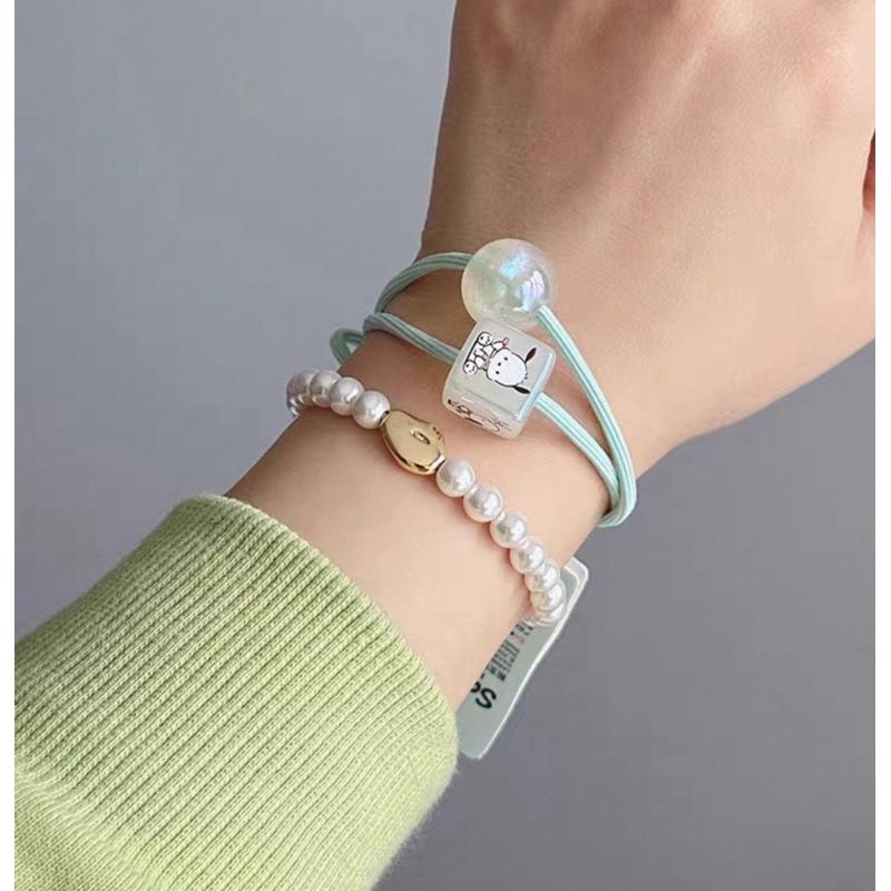 【台灣現貨🎁J&E比選物店】正版 三麗鷗 髮圈 庫洛米 髮繩 小女孩 扎頭髮 頭繩 圓珠 高彈力 女童髮飾 髮圈-細節圖5