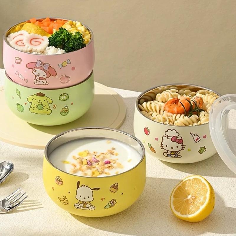【台灣現貨🎁J&E比選物店】正版 三麗鷗 316 不銹鋼 帶蓋 餐碗 便當盒 飯碗 鋼碗 碗 兒童餐具 兒童碗 不鏽鋼-細節圖4