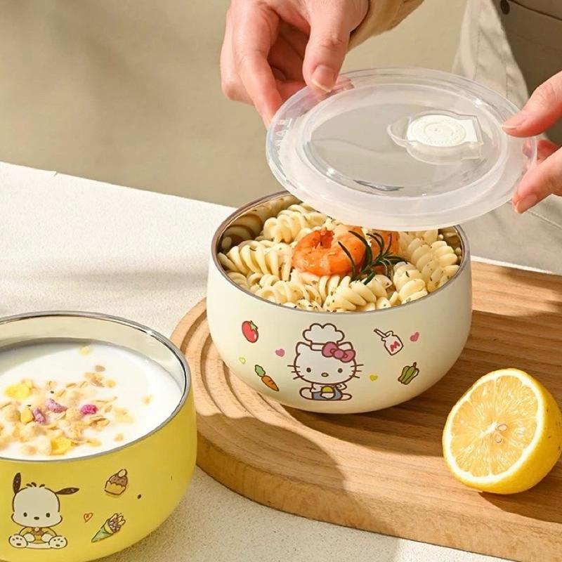 【台灣現貨🎁J&E比選物店】正版 三麗鷗 316 不銹鋼 帶蓋 餐碗 便當盒 飯碗 鋼碗 碗 兒童餐具 兒童碗 不鏽鋼-細節圖5