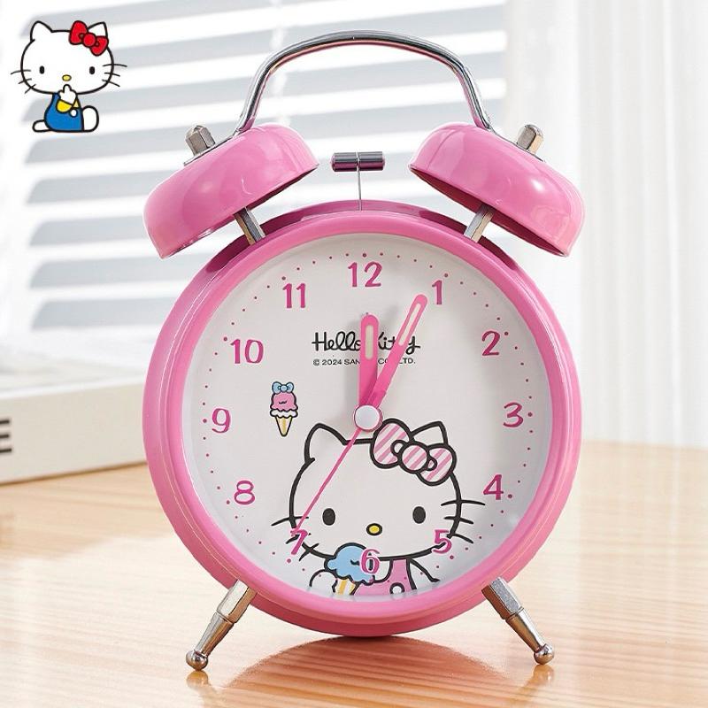 【台灣現貨🎁J&E比選物店】正版 三麗鷗 限量 高質感 鬧鐘 靜音鬧鐘 夜燈功能 整點響鈴 金屬機械鈴鐺 時鐘-細節圖8