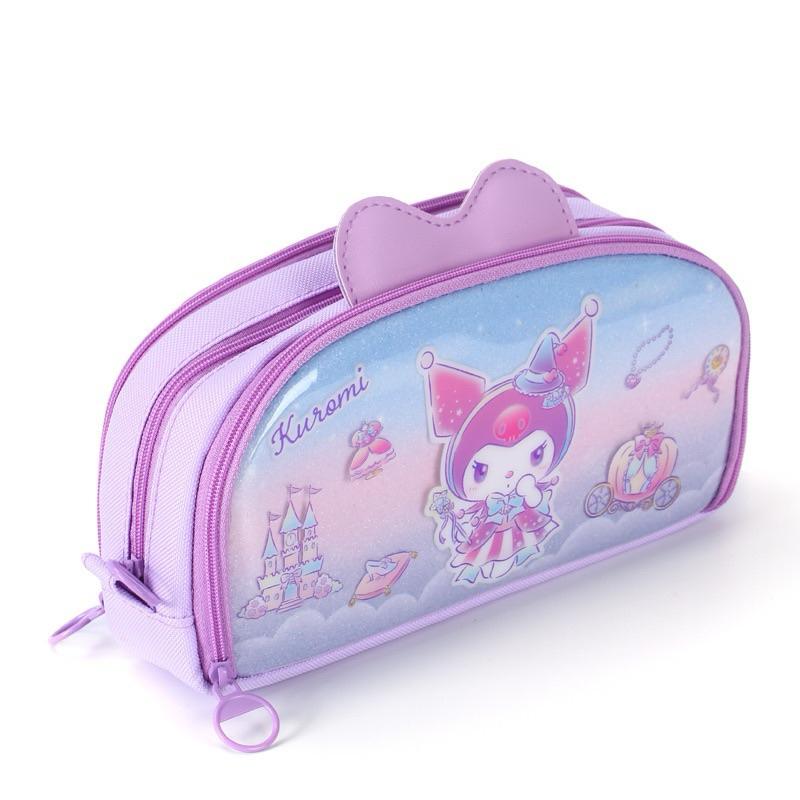 【台灣現貨🎁J&E比選物店】正版 三麗鷗 新款 PU 防水 鉛筆盒 大容量 筆袋 文具收納 收納袋 文具 收納 庫洛米-細節圖4