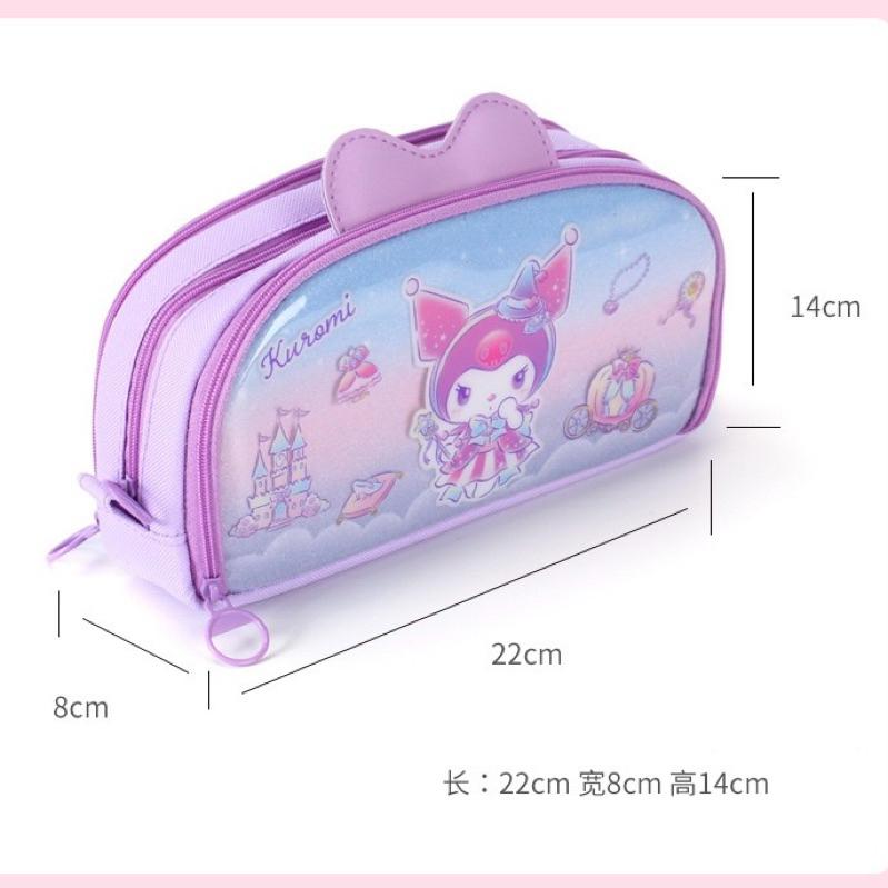 【台灣現貨🎁J&E比選物店】正版 三麗鷗 新款 PU 防水 鉛筆盒 大容量 筆袋 文具收納 收納袋 文具 收納 庫洛米-細節圖7