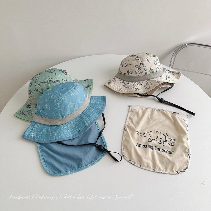 【台灣現貨🎁J&E比選物店】 恐龍 夏日 兒童 遮陽帽 帽子 防曬帽 防水 防曬 護頸 漁夫帽-細節圖2
