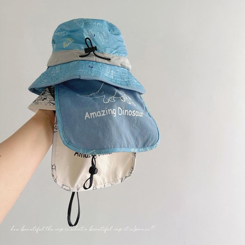 【台灣現貨🎁J&E比選物店】 恐龍 夏日 兒童 遮陽帽 帽子 防曬帽 防水 防曬 護頸 漁夫帽-細節圖3