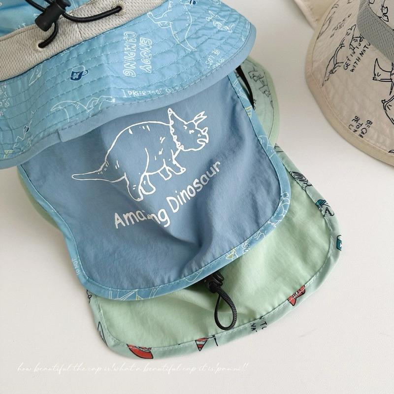 【台灣現貨🎁J&E比選物店】 恐龍 夏日 兒童 遮陽帽 帽子 防曬帽 防水 防曬 護頸 漁夫帽-細節圖4