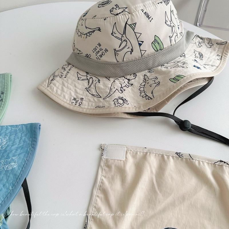 【台灣現貨🎁J&E比選物店】 恐龍 夏日 兒童 遮陽帽 帽子 防曬帽 防水 防曬 護頸 漁夫帽-細節圖6