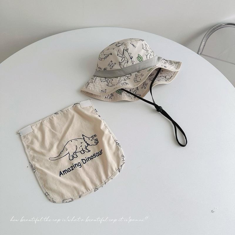 【台灣現貨🎁J&E比選物店】 恐龍 夏日 兒童 遮陽帽 帽子 防曬帽 防水 防曬 護頸 漁夫帽-細節圖7