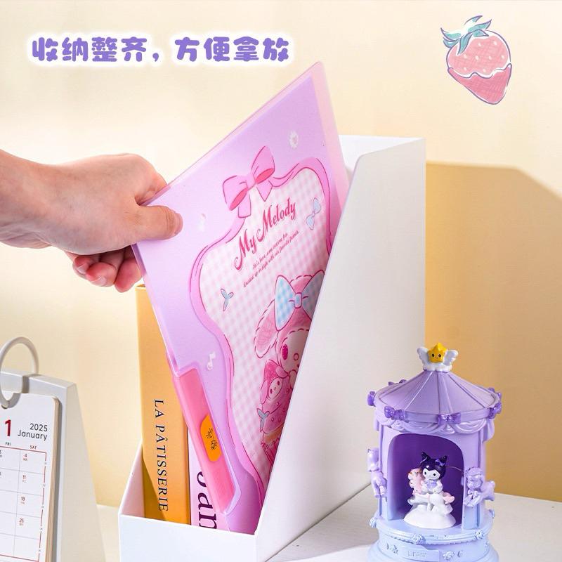 【台灣現貨🎁J&E比選物店】正版 三麗鷗 文件夾 學生考卷 收納冊 拉桿夾 庫洛米 透明加厚 學習檔案 檔案夾 格紋-細節圖7