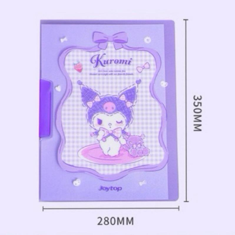 【台灣現貨🎁J&E比選物店】正版 三麗鷗 文件夾 學生考卷 收納冊 拉桿夾 庫洛米 透明加厚 學習檔案 檔案夾 格紋-細節圖8