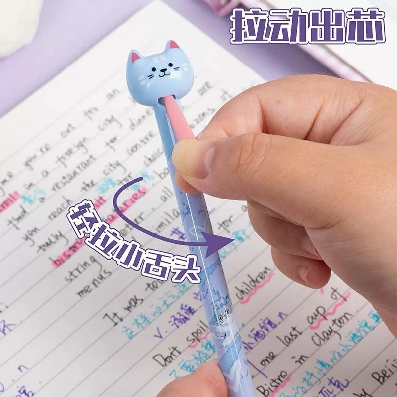 【台灣現貨🎁J&E比選物店】 4支盒裝 拉舌頭 拉尾巴 貓咪 狗狗 原子筆 拉舌頭出筆芯 0.5mm 黑筆 中性筆 文具-細節圖3