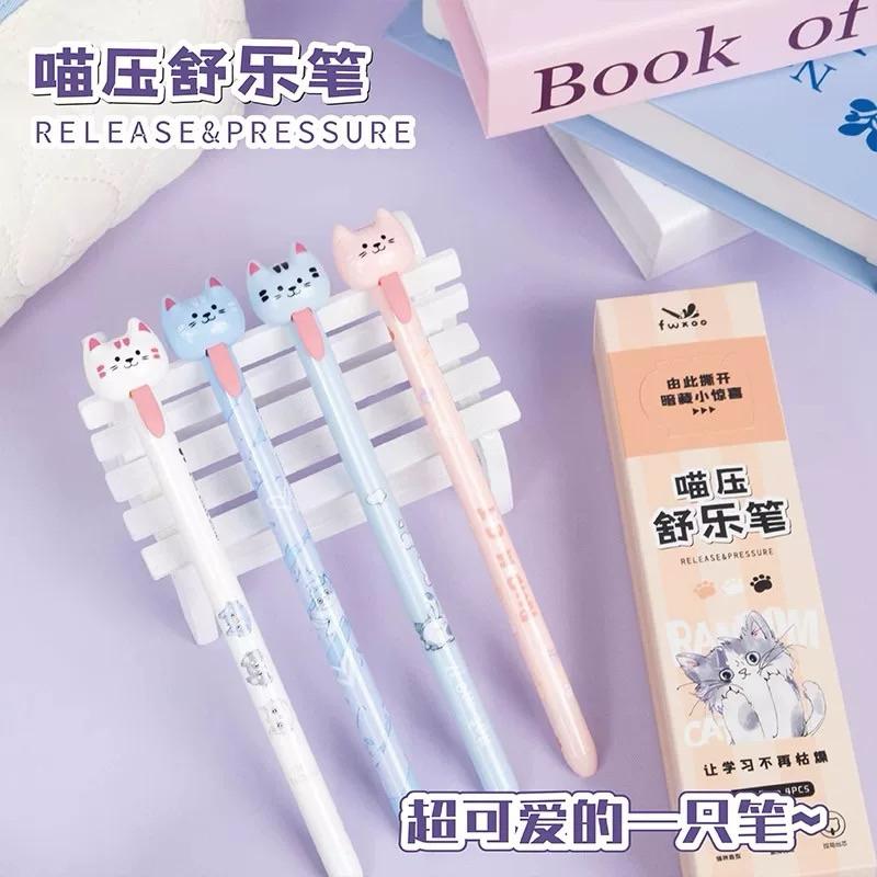 【台灣現貨🎁J&E比選物店】 4支盒裝 拉舌頭 拉尾巴 貓咪 狗狗 原子筆 拉舌頭出筆芯 0.5mm 黑筆 中性筆 文具-細節圖4