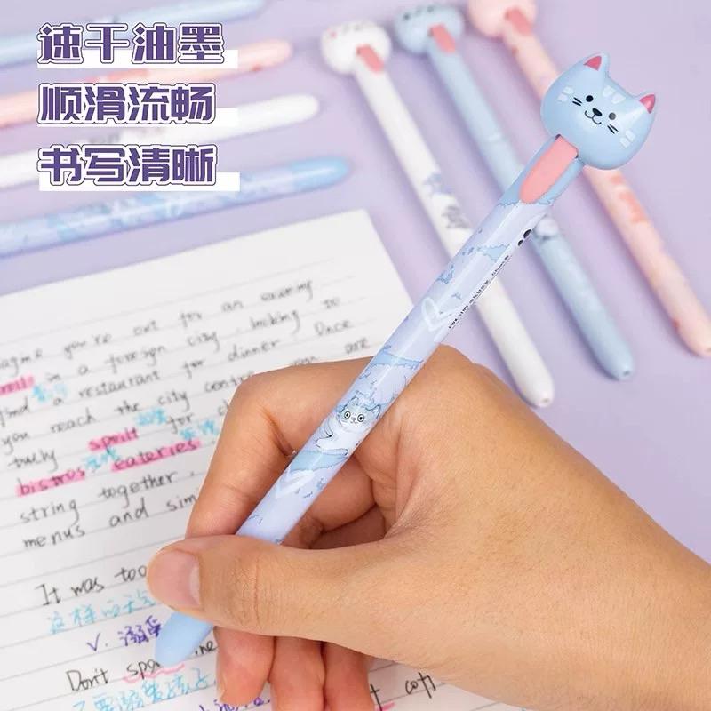 【台灣現貨🎁J&E比選物店】 4支盒裝 拉舌頭 拉尾巴 貓咪 狗狗 原子筆 拉舌頭出筆芯 0.5mm 黑筆 中性筆 文具-細節圖5