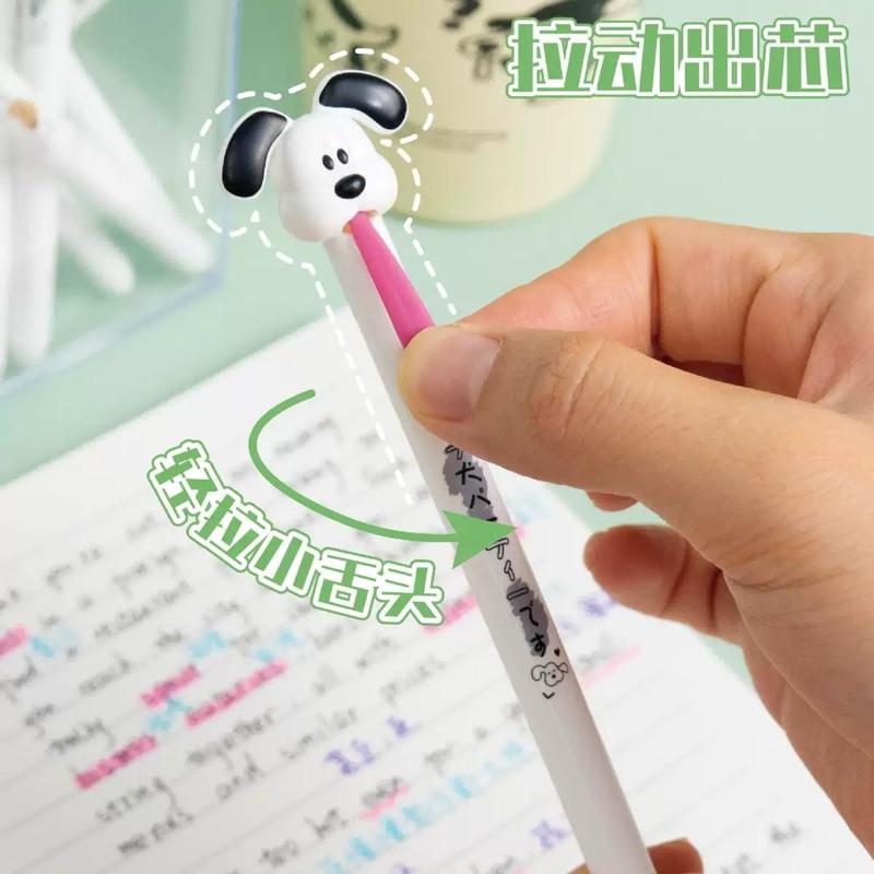 【台灣現貨🎁J&E比選物店】 4支盒裝 拉舌頭 拉尾巴 貓咪 狗狗 原子筆 拉舌頭出筆芯 0.5mm 黑筆 中性筆 文具-細節圖8